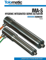 TOLOMATIC IMA-S CATALOG IMA-S SERIES: HYGIENIC INTEGRATED SERVO ACTUATOR ENDURANCE TECHNOLOGY